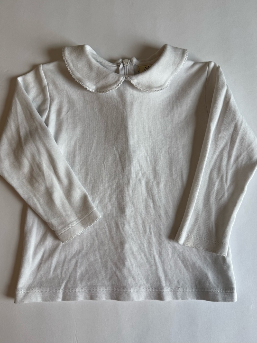 Luigi Kids Girls' White Long-Sleeve Top with Peter Pan Collar - 4